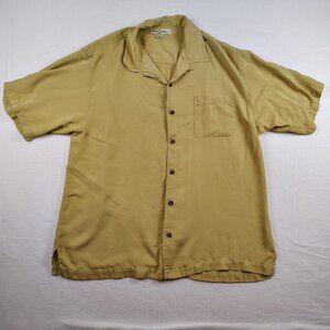 Tommy Bahama 100% Silk Shirt Beige Tan Button Down Mens Large